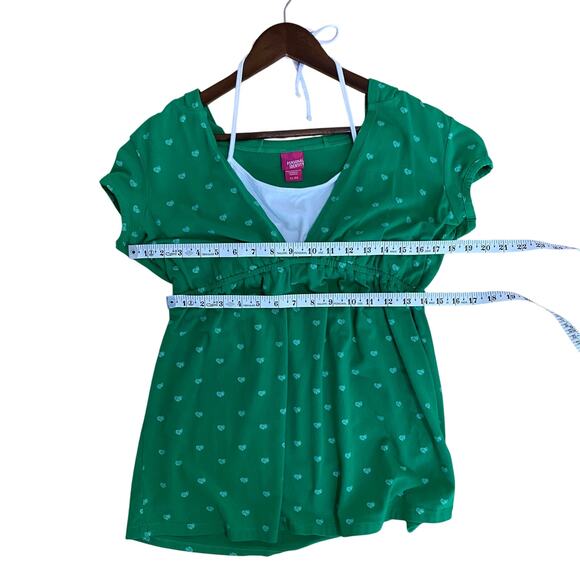 Personal Identity Top Womens Size XL Short Sleeve Hoodie Built-in Halter Green - Picture 4 of 9
